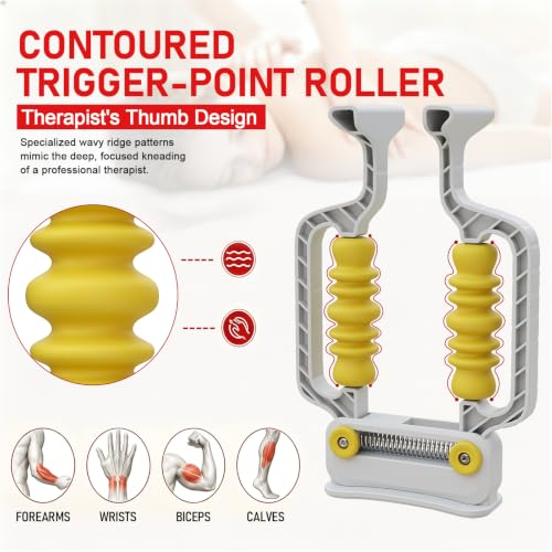 Adaptive Arm Massage Roller with Spring Base for Forearm & Tennis Elbow - color: White