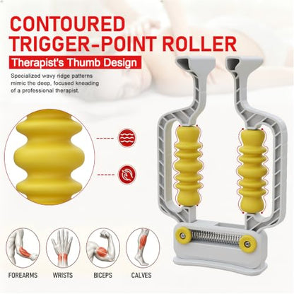 Adaptive Arm Massage Roller with Spring Base for Forearm & Tennis Elbow - color: White