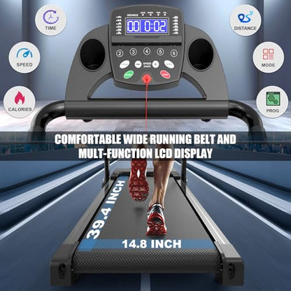 FYC Foldable Treadmills for Home, Portable Treadmill with Handles, 2.5HP Treadmills 300 lb Capacity, APP Control, Fitness Folding Walking Pad with LED Display