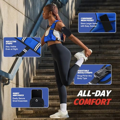 ZELUS Weighted Vest for Women & Men, U-Shaped Running Vest with Arm Pocket - color: Blue, size: 20LB