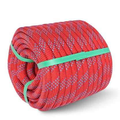 1/2in x 150ft Double Braided Arborist Rigging Rope, 48 Strands Polyester 8000LBS Heavy Duty Climbing Bull Rope for Tree Swing Rappelling Rescue Camping - size: 1/2in x 150ft, style: Red