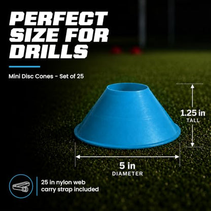 American Challenge Mini Disc Cones, Soccer Cones for Sports, Set of 25 - color: Royal (25 mini cones)