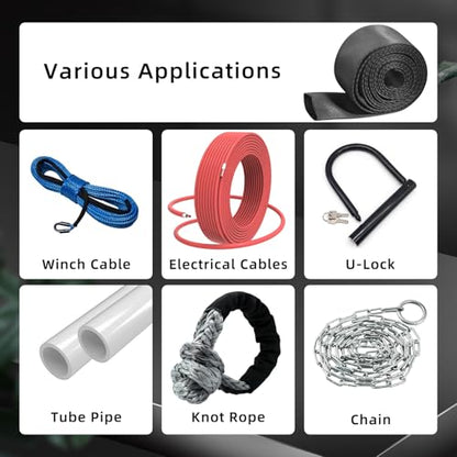 Flylin Universal Winch Rope Protector Winch Cable Cover 5cm/1.97in Width,2m - color: 5cm x 2m