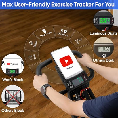 YYFITT 3-IN-1 Exercise Bike with Luminous Display | Foldable | XXL Backrest