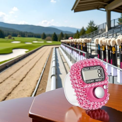 Pink Electronic Finger Tally Counter, Digital Display Tally Counter,Resettable Mini Lap Counter for Golf Goods Counting Accessories,Track and Field Lap Counters Other Team Sports