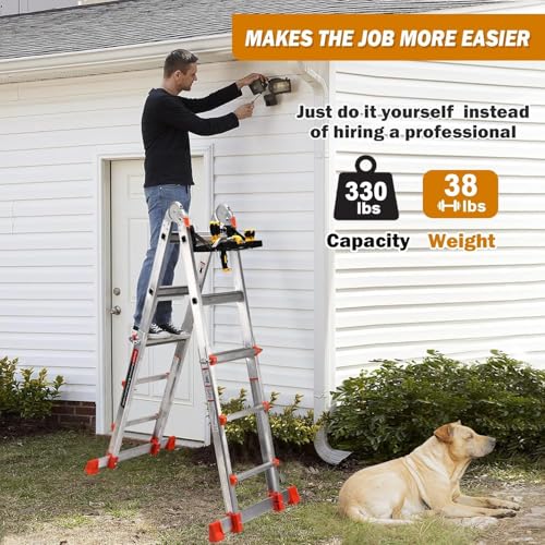 Soctone Ladder, A Frame Extension Ladder, 17.7 Ft Multi Position Ladder - size: 17.7 Ft