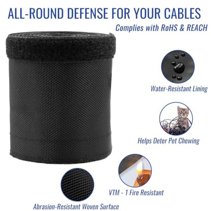 1" - 6.6 Ft Dog/Cat Cord Protector, Hook and Loop Cable Sleeve - size: 1" - 6.6Ft