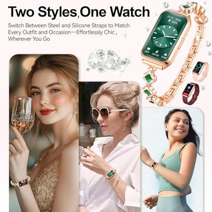 1.47" Smart Sports Watch, 10-Day Battery, IP68 Waterproof - color: Rose Gold-Green