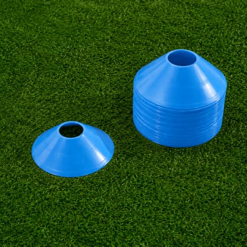 25Pcs Blue Mini Soccer Cones, Flexible PE Round Hole Agility Marker Discs, Sports Training Obstacles for Soccer, Basketball & Multi-Sport Agility Drills & Field Marking