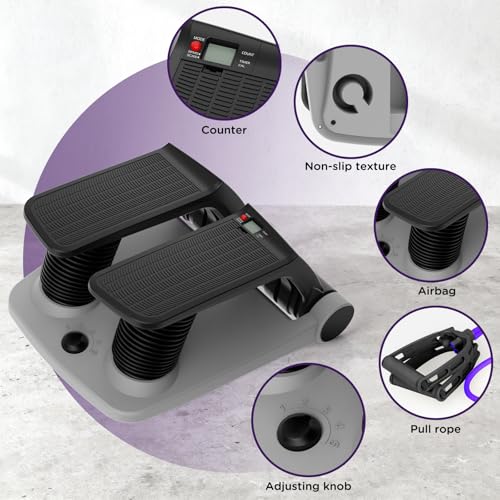 Air Stepper Machine with Resistance Bands - color: Gray/Black
