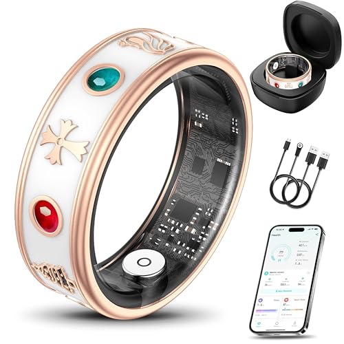 Smart Ring for Women, Fitness & Activity Tracker with Blood Pressure/Heart Rate Monitor, Sleep Tracker,Step Counter, IP68 Waterproof Ring for iOS&Android, Fast Charge,No Subscription (Rose Gold,Size9) - color: Rose Gold, size: 9
