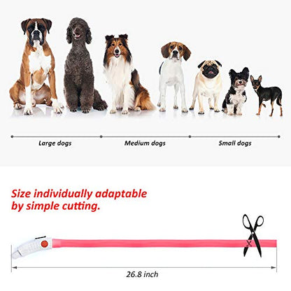 BSEEN Light Up Dog Collar, Silicone LED Pet Collar Rechargeable Glowing Puppy Necklace Safety Dog Lights for Night Walking (Pink) - color: Pink-Standard(70cm)