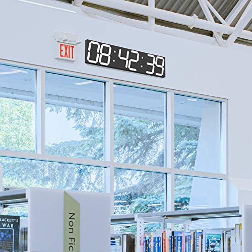 CHKOSDA Digital Wall Clock, Oversize Led Digital Clock with Auto Dimmer, Huge Countdown Timer with Remote Control, 27" Wide Led Display, 6 Digits, Wall Mount, Date and Temperature (White) - color: White