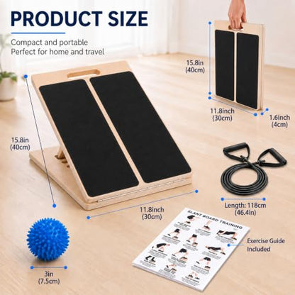 Thenshop Wooden Slant Board for Calf Stretching with 5 Adjustable Angles