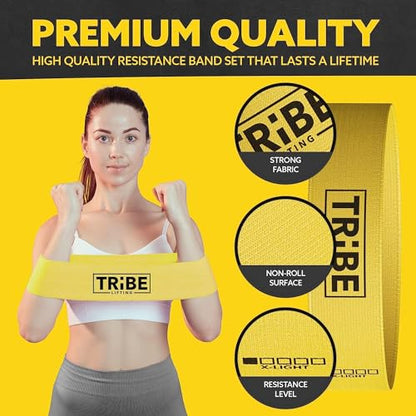 Fabric Resistance Bands for Working Out, 5-Band Set for Legs and Glutes - color: X-Light Yellow