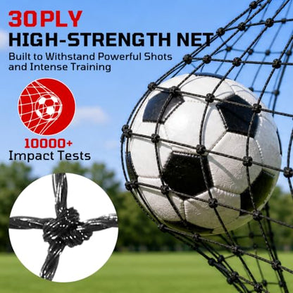 Haokelball 12x6/6x4 FT Soccer Goal for Backyard Portable Metal Frame - color: Red and Black