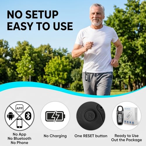 3D Pedometer for Walking, Simple Step Counter with Clip & Carabiner - color: black