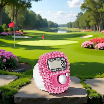 Pink Electronic Finger Tally Counter, Digital Display Tally Counter,Resettable Mini Lap Counter for Golf Goods Counting Accessories,Track and Field Lap Counters Other Team Sports