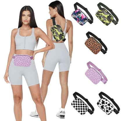 Tapp Collections Unisex Mini Crossbody Belt Bag with Adjustable Strap Small Waist Pouch for Workout Running Traveling Hiking - A Pattern/Leopard Pink, 8’’ x 2’’ x 5’’ - color: A Pattern / Leopard Pink