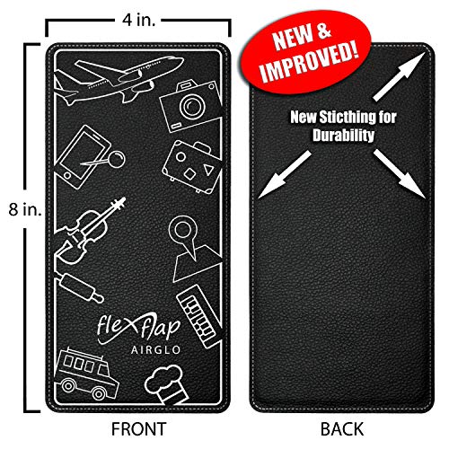 Flex Flap Cell Phone Holder & Flexible Tablet Stand for Airplane Travel, Desk, Bed, Treadmill - Essential Accessories & Cool Gadgets for Flying - color: Black PU Leather