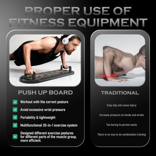JLoibao Push Up Board, Portable Pushup Board for Men, Foldable Push Up Bar - color: Grey