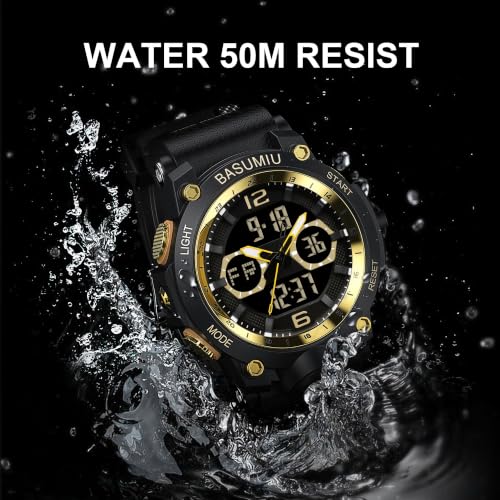 Military Digital Watches for Men Waterproof Work Mens Watch Sports - color: G-Gold2