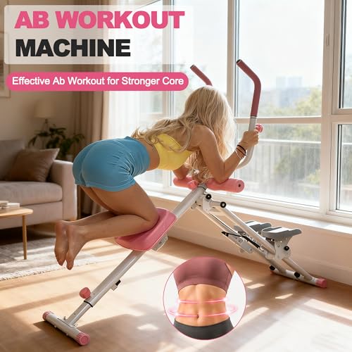 KINMAC 2 in 1 Stair Stepper & Ab Workout Machine - color: White Pink