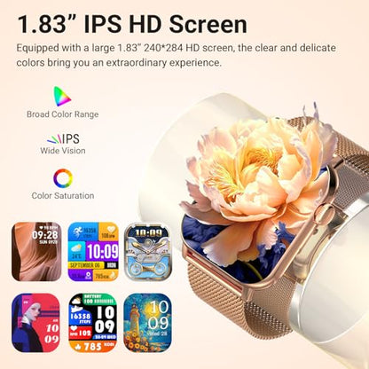 Trendia Smart Watches for Women, 1.83'' HD Fitness Tracker with Answer/Make Calls, Heart Rate/Sleep/SpO2 Monitor, 120+ Sport Modes, IP68 Waterproof, Compatible iPhone/Android Gold - color: Gold