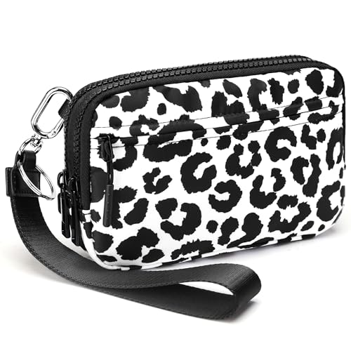 FODOKO Wristlet wallets for Women RFID crossbody bags with 4 Zippers - color: Black-1