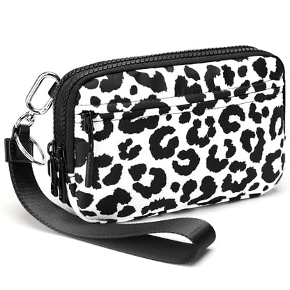 FODOKO Wristlet wallets for Women RFID crossbody bags with 4 Zippers - color: Black-1