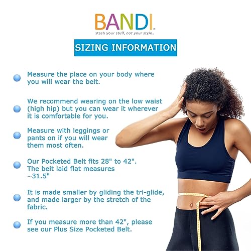 BANDI Running Belt for Women & Men – USA Made No-Bounce Adjustable Waist Pack & Secure Fanny Pack – Fits All Phones, Gels & Essentials – Zipper-Free, Medical Device Friendly - color: Strata Black/White