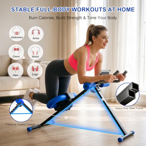 Ab Machine for Home Gym,Adjustable Ab Trainer Machine with 2 Incline Settings & 5 Height Levels,LCD Monitor, Knee Protection,Foldable Abdominal Workout/Exercise Machine for Core & Stomach Workout