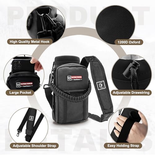 NATURE PIONEOR 40 oz Insulated Water Bottle with Carrier Bag & 3 Lids - color: Black, size: 40 Ounces