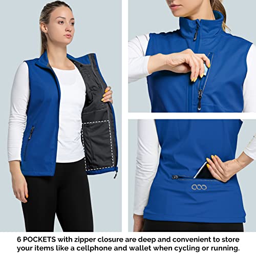 33,000ft Women's Lightweight Running Vest with 6 Pockets for Travel Golf - color: Azure, size: Medium