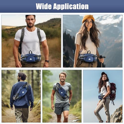 Fanny Pack Waist Bag with Water Bottle Holder for Men Women Running Hiking Travel Dog Walking Workout Cycling Outdoor (Dark Blue) - color: Dark Blue