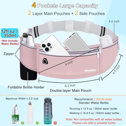 Hydration Waist Pack for Women Men for Running Outdoor, Pink - color: 07-Dusty Pink