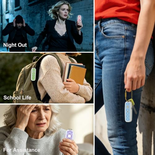 Personal Safety Alarm Keychain for Women & College Girls - 240 Min Siren, Dual Activation (Pin & Button), Locking Pin, LED Strobe, Rechargeable Anti-Slip Grip (Tangerine) - color: Tangerine