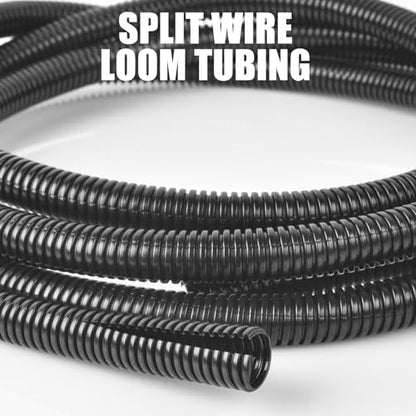 1/4 Inch Wire Loom Split Tubing - 50 ft Cord Protector Electric Wires Covers, Automotive Wire Flexible Conduit, Plastic Wire Cover - size: 1/4"-50ft