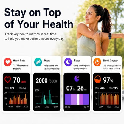 LIVIKEY Bluetooth Calling Smart Watch, 1.83" Display, Step Counter Tracker - color: Black with Blue Frame
