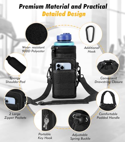Nuovoware Magnetic Gym Bag, 40oz, Water Bottle Carrier Holder, Black - color: Black/CiXi, size: 40 Ounces - Magnetic