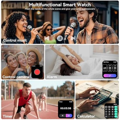 Jacoosa Smart Watch for Men/Women Android & iPhone, 1.83" HD Touch Screen, Bluetooth Calling, 5 ATM Waterproof Fitness Tracker with 130+ Sports Modes, 24/7 Health Monitor (Blue) - color: Blue