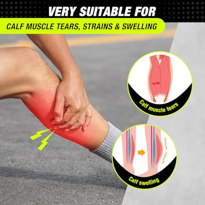 Sylong® Torn Calf Muscle Compression Sleeve Wrap Brace for Calf Swollen, Edema, Soreness, Strain, Cramps, Varicose veins, with 4 sets of Elastic straps - S (1 pack) - size: S