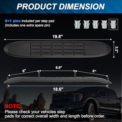 Nerf Bar Replacement Pads Kit for Platinum 3 Nerf Bars 20" Pad with 4 Holes, 19.8" X 3.2"(18.6" Outer Hole Spacing) Durable Non-Slip Running Boards Replacement Pads——Verify Tube Size & Hole Spacing - size: xng-26