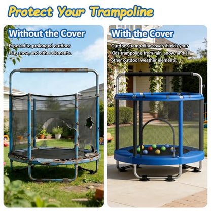 XCZ outdoor trampoline cover, suitable for 60 inch children's round trampoline. Using 600D Oxford cloth, waterproof/sun resistant. Full coverage, black. - size: 62" Dia x 57" H