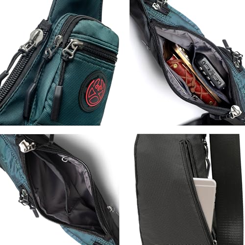 NICGID Sling Bag Chest Shoulder Backpack Crossbody Daypack for Men Women - color: Dark Green-2620n