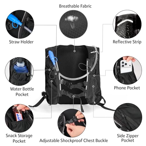 Hydration Backpack, Lightweight Water Backpack, Adjustable Running Vest - size: 2L Water Bag