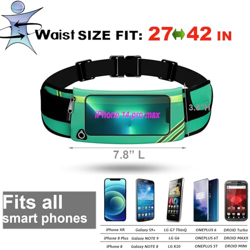 USHAKE Running Belt Fanny Pack for Women & Men, Phone Holder Waist Bag - color: Mint Blue