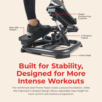 Sunny Health & Fitness Smart Power Stepper with Resistance Bands for Cardio - color: 1. Black