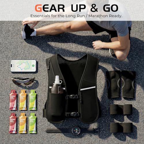 Running Vest for Women Men, Adjustable Chest Straps Running Hydration Vest for Marathon Jogging Trail Race Cycling Hiking, Lightweight Reflective Hydration Backpack with 500ml Soft Flask - size: Large-X-Large