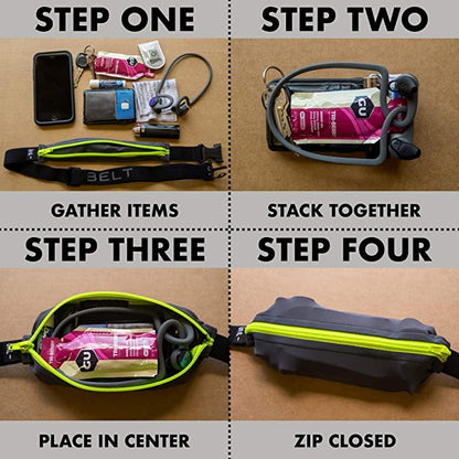 SPIbelt Running Belt for Women Men, Phone Holder for Running, Running Fanny Pack, Holder for Phone, Running Waist Pack, Adjustable Waist, [Fits All Phones]. Black White Polka Dot/Black Zipper - color: Black White Polka Dot/Black Zipper